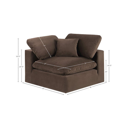Comfy Brown Velvet Modular Corner Chair