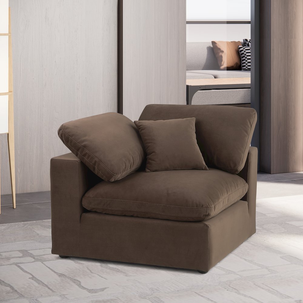 Comfy Brown Velvet Modular Corner Chair