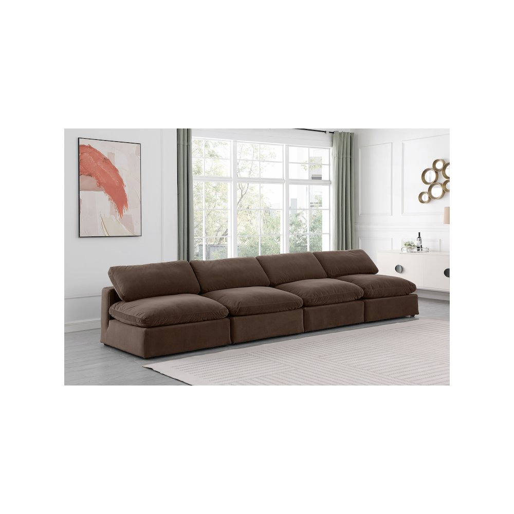 Comfy Brown Velvet Modular Sofa