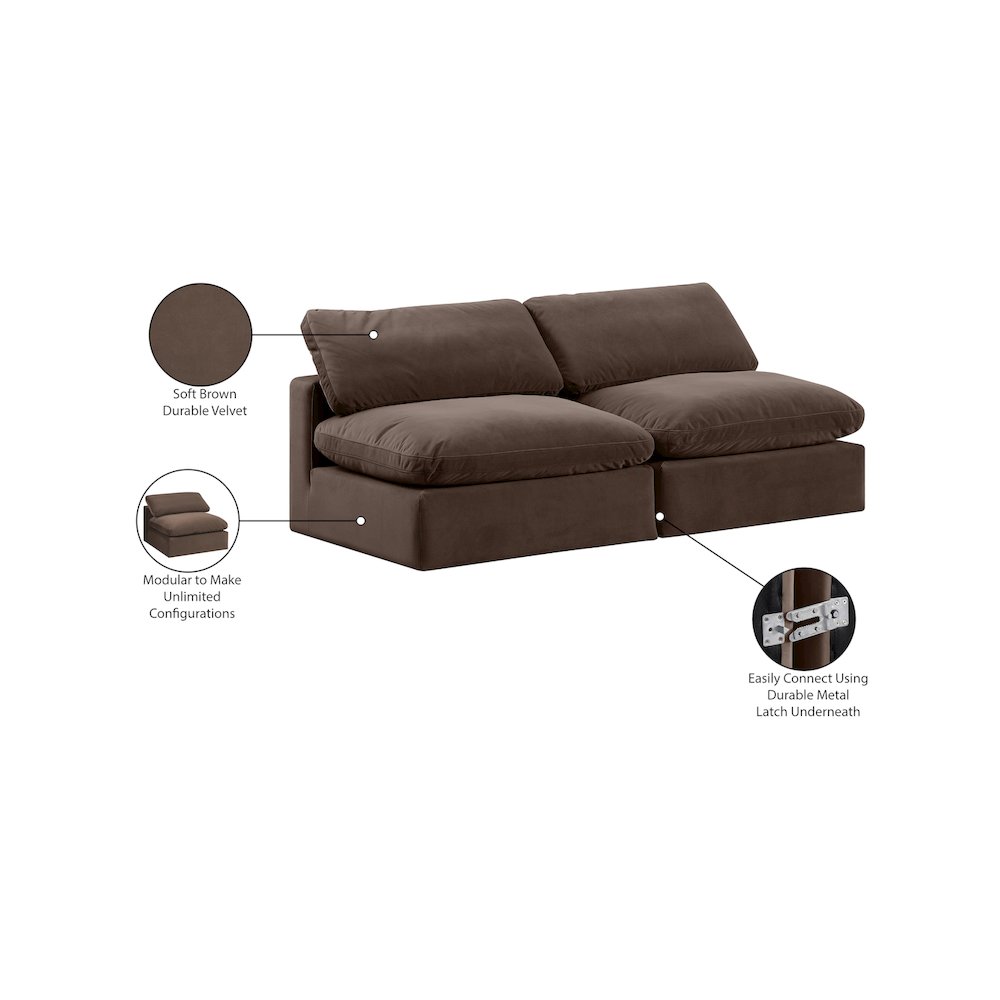 Comfy Brown Velvet Modular Sofa