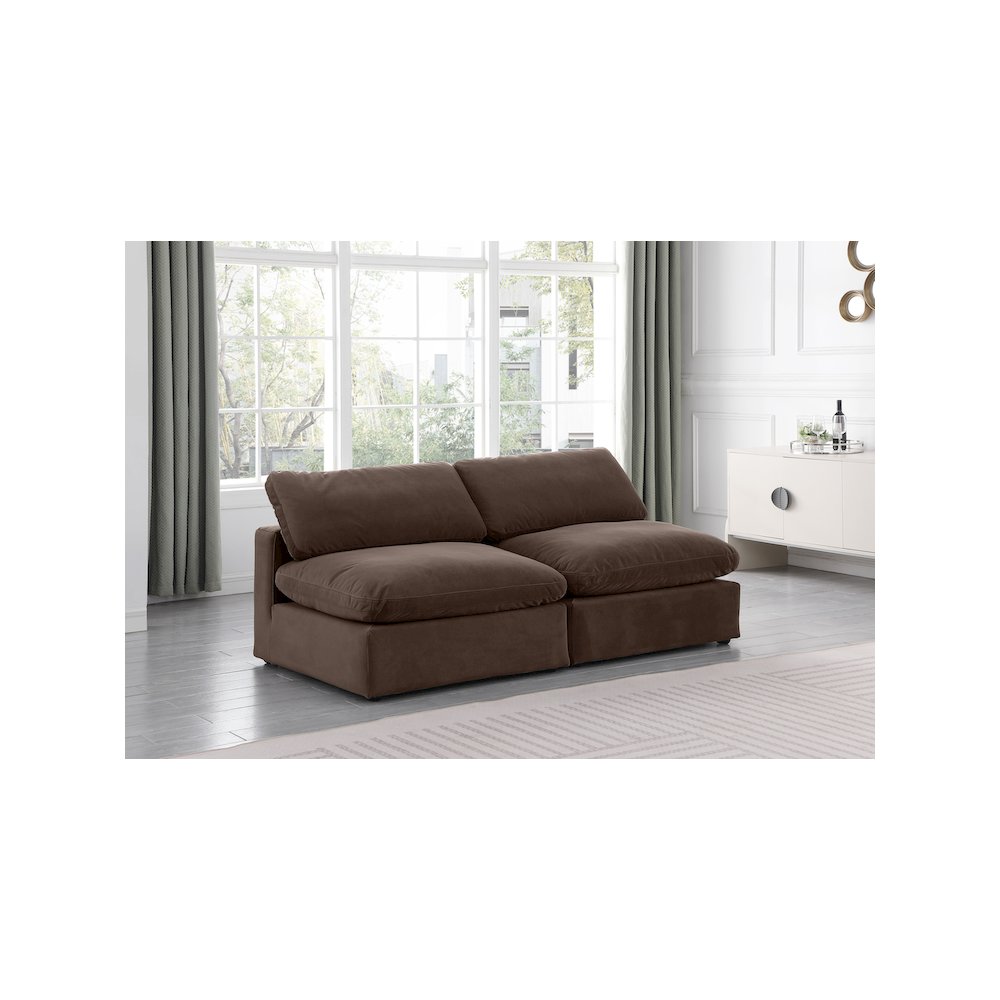 Comfy Brown Velvet Modular Sofa