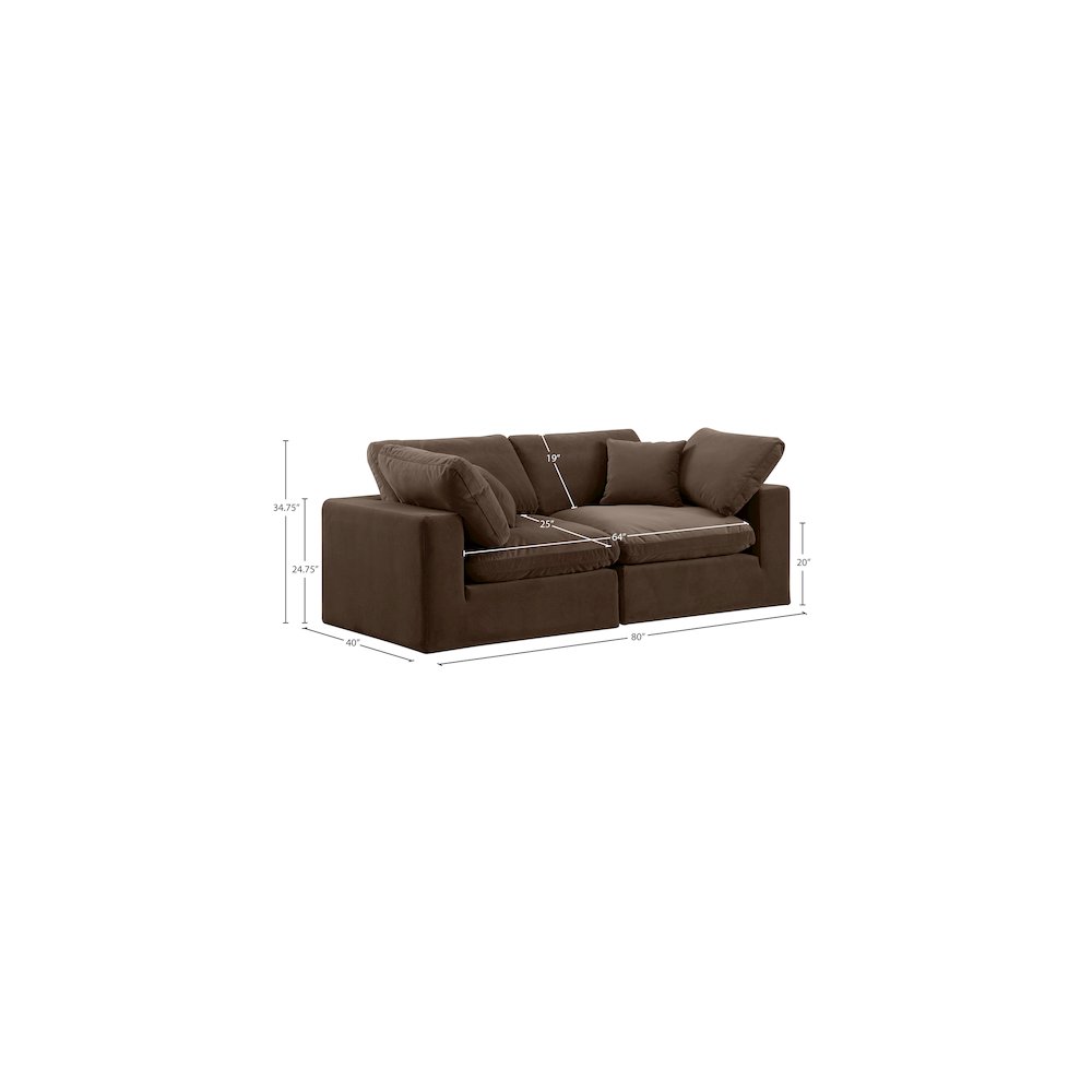 Comfy Brown Velvet Modular Sofa