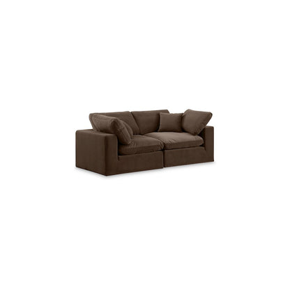 Comfy Brown Velvet Modular Sofa
