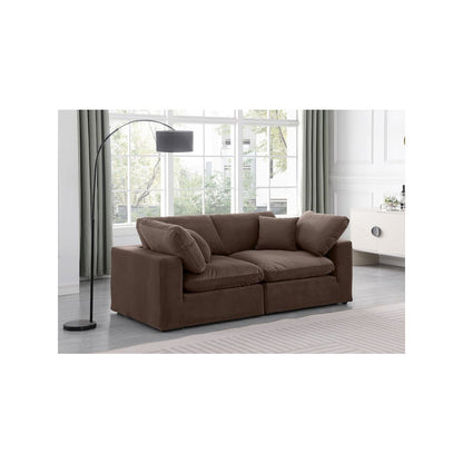 Comfy Brown Velvet Modular Sofa