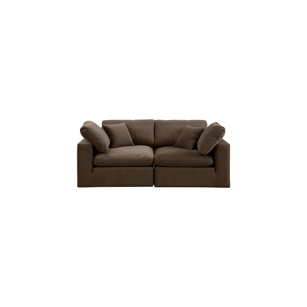 Comfy Brown Velvet Modular Sofa