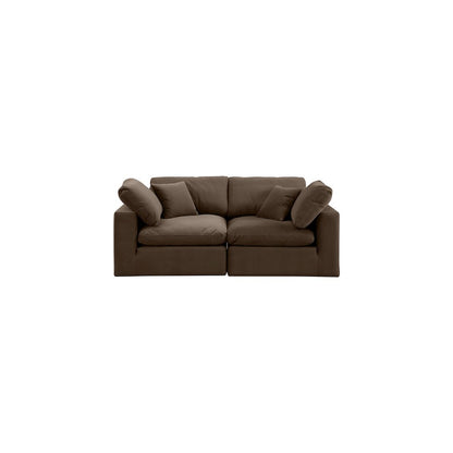 Comfy Brown Velvet Modular Sofa
