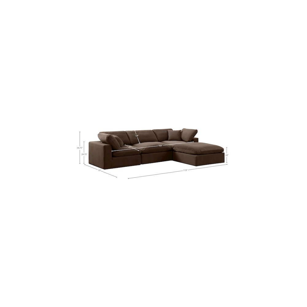 Comfy Brown Velvet Modular Sectional