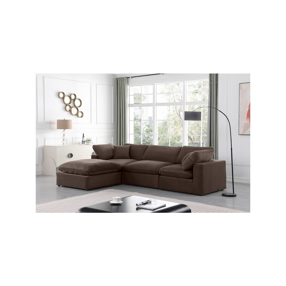 Comfy Brown Velvet Modular Sectional