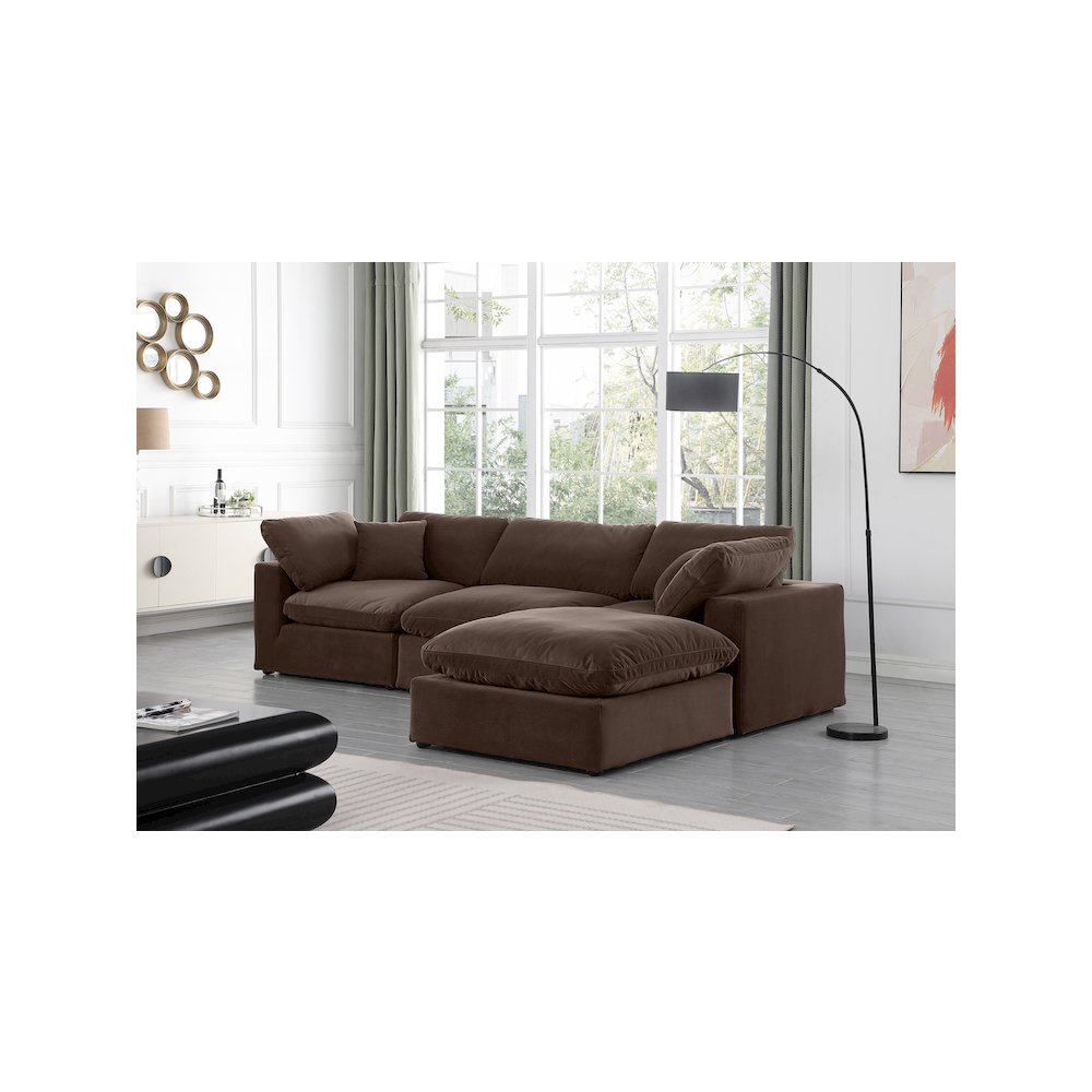 Comfy Brown Velvet Modular Sectional