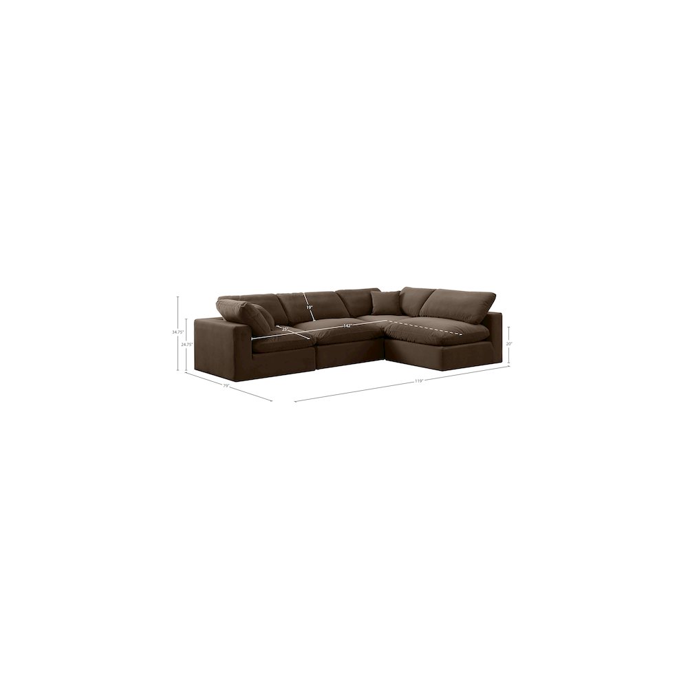 Comfy Brown Velvet Modular Sectional
