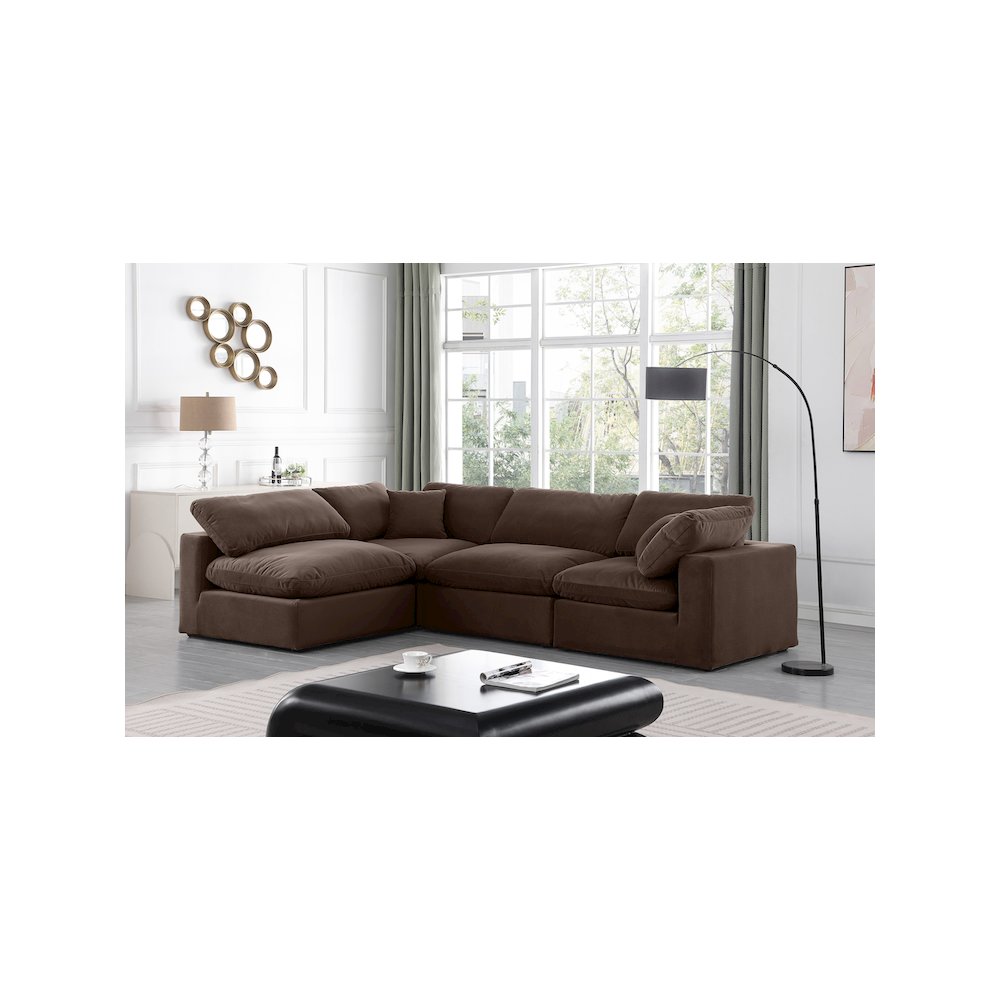Comfy Brown Velvet Modular Sectional