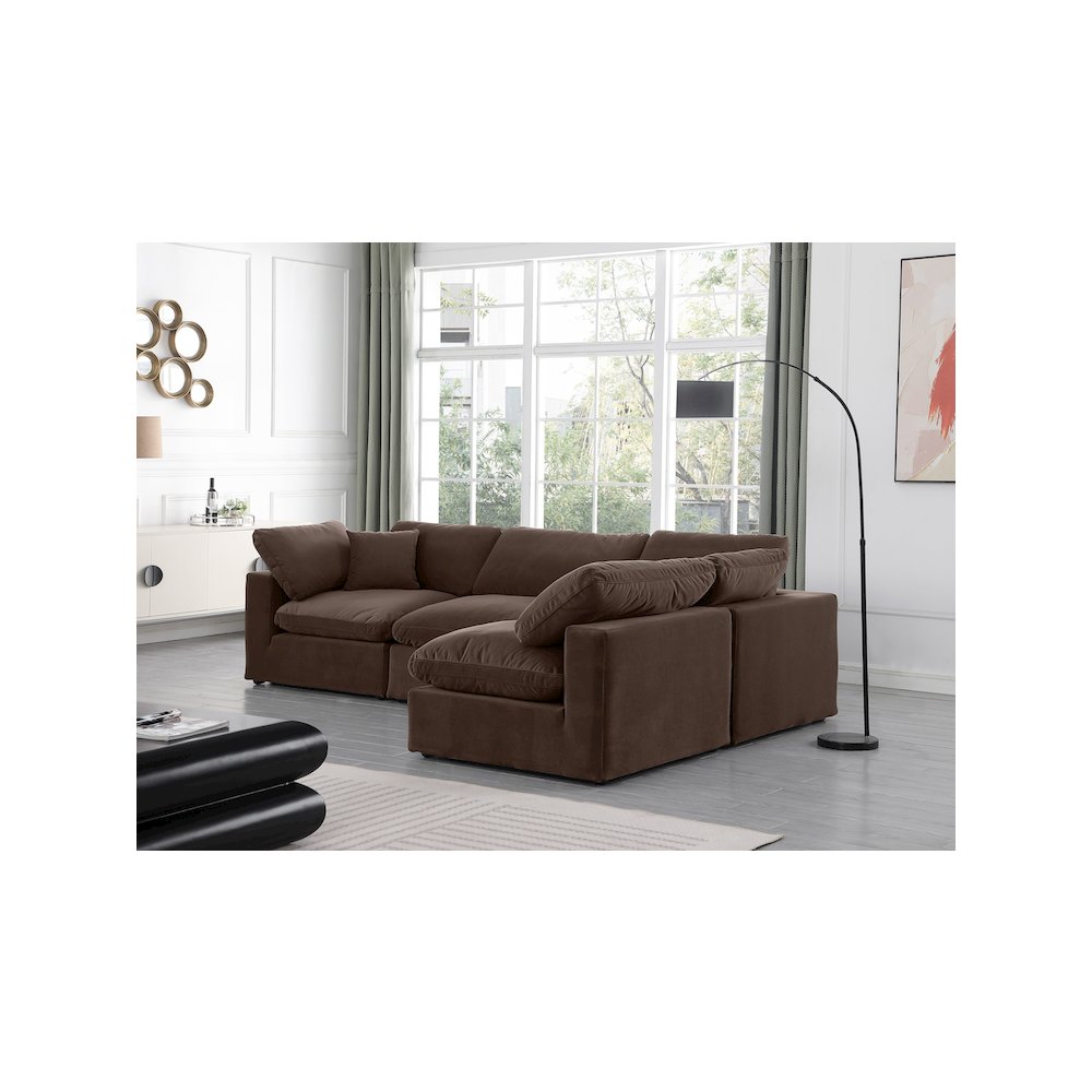 Comfy Brown Velvet Modular Sectional