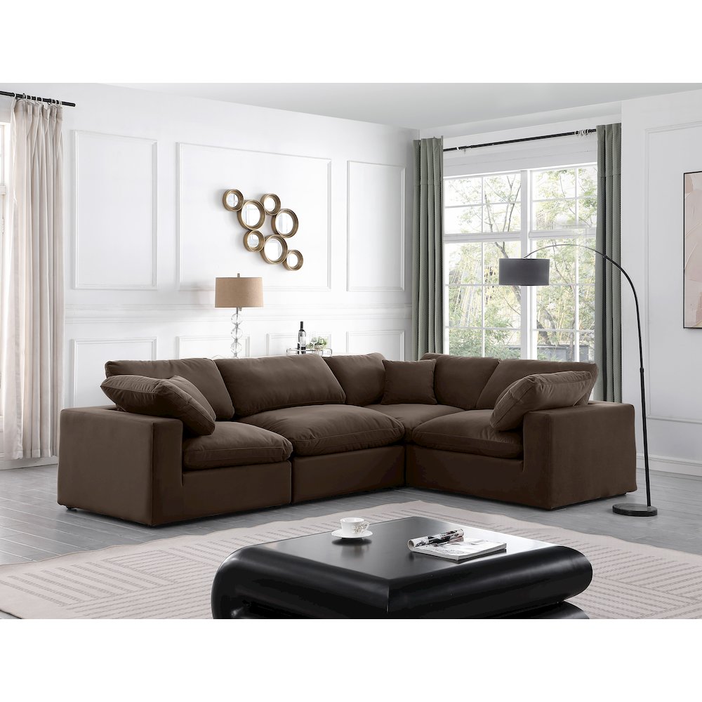 Comfy Brown Velvet Modular Sectional