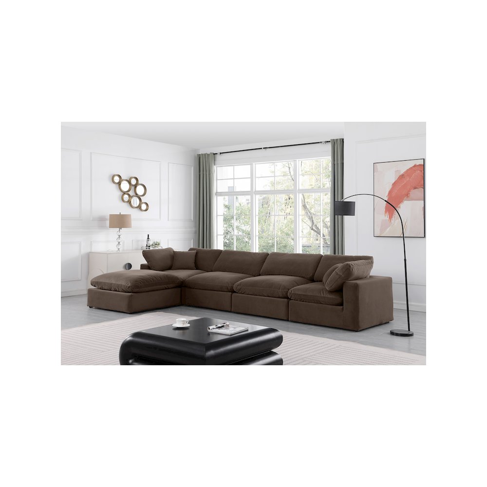 Comfy Brown Velvet Modular Sectional
