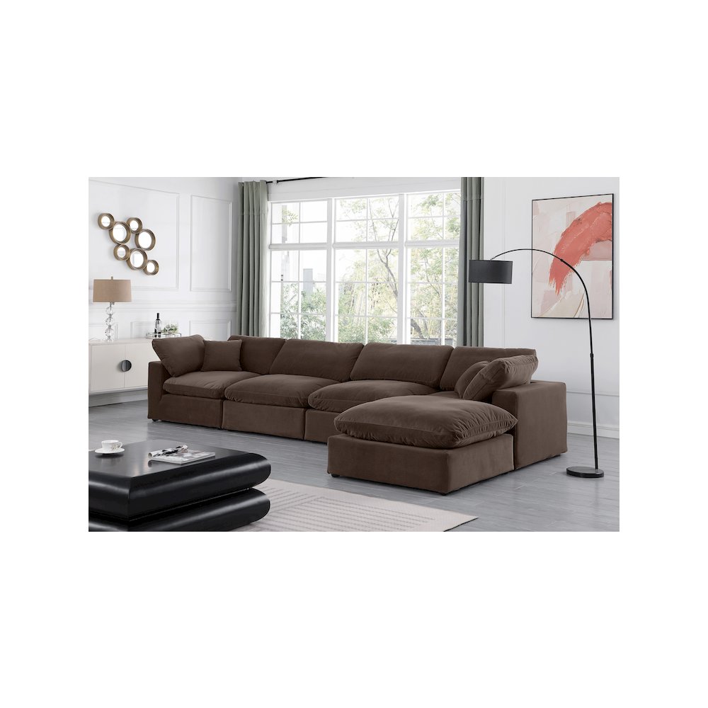 Comfy Brown Velvet Modular Sectional