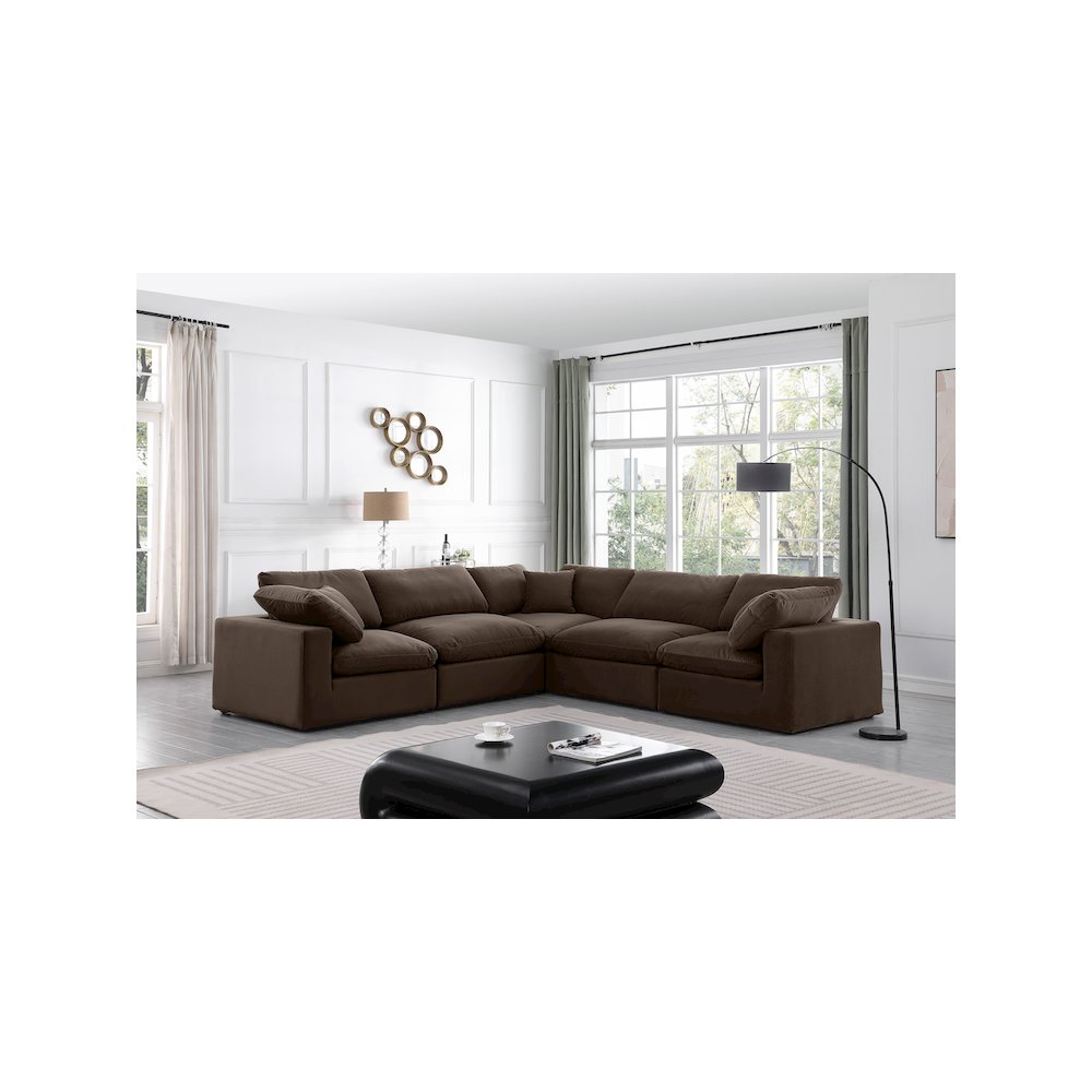 Comfy Brown Velvet Modular Sectional