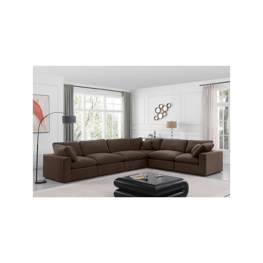 Comfy Brown Velvet Modular Sectional