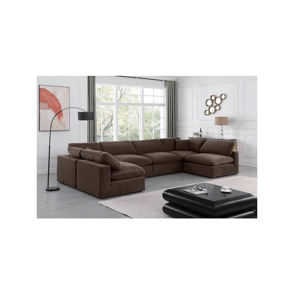 Comfy Brown Velvet Modular Sectional