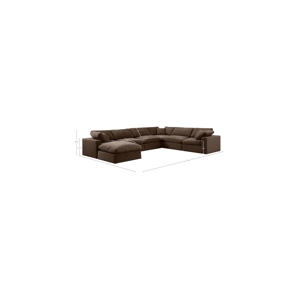 Comfy Brown Velvet Modular Sectional