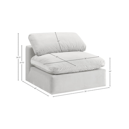 Comfy Cream Velvet Modular Armless Chair