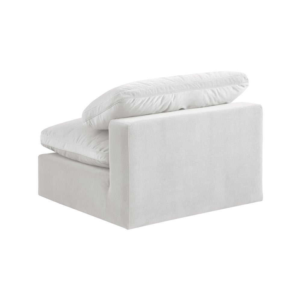 Comfy Cream Velvet Modular Armless Chair