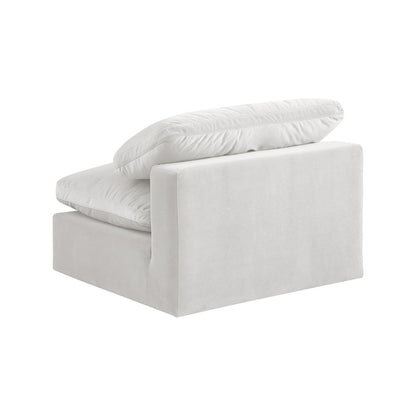 Comfy Cream Velvet Modular Armless Chair