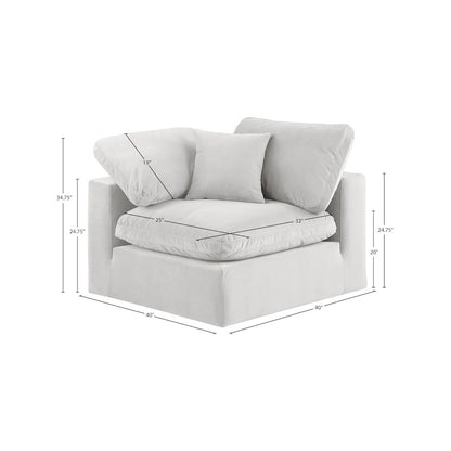 Comfy Cream Velvet Modular Corner Chair