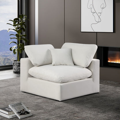 Comfy Cream Velvet Modular Corner Chair