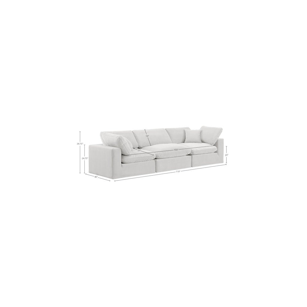 Comfy Cream Velvet Modular Sofa