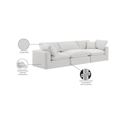 Comfy Cream Velvet Modular Sofa