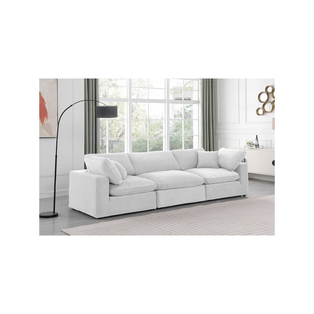 Comfy Cream Velvet Modular Sofa