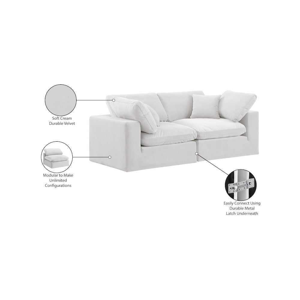 Comfy Cream Velvet Modular Sofa