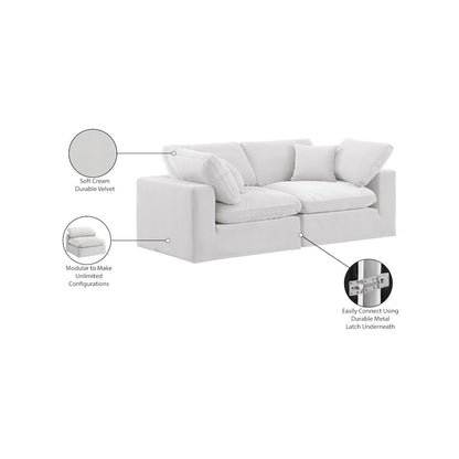 Comfy Cream Velvet Modular Sofa
