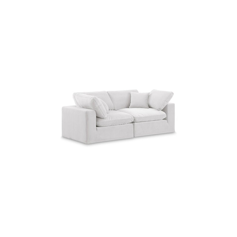 Comfy Cream Velvet Modular Sofa