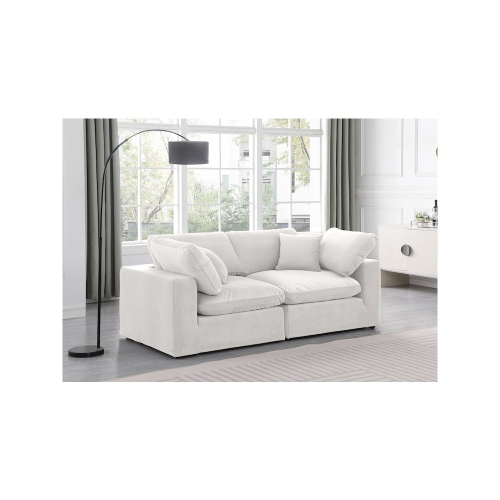 Comfy Cream Velvet Modular Sofa