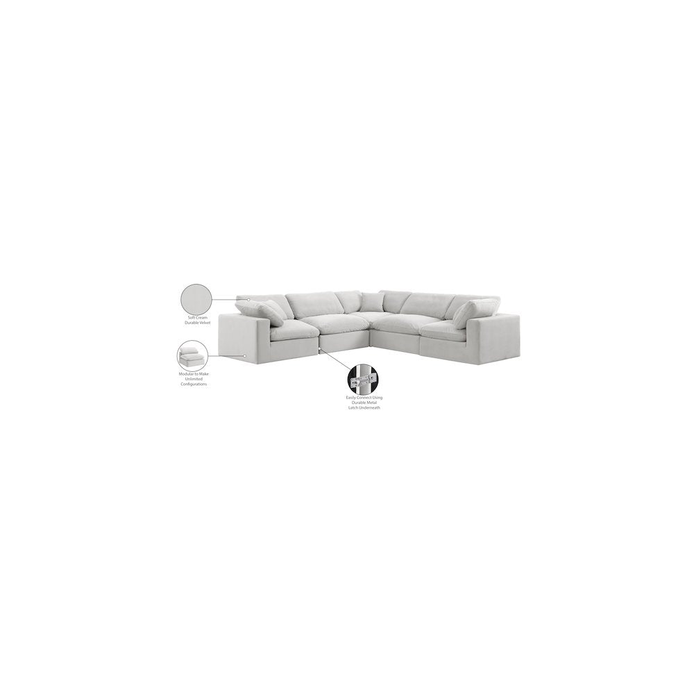 Comfy Cream Velvet Modular Sectional