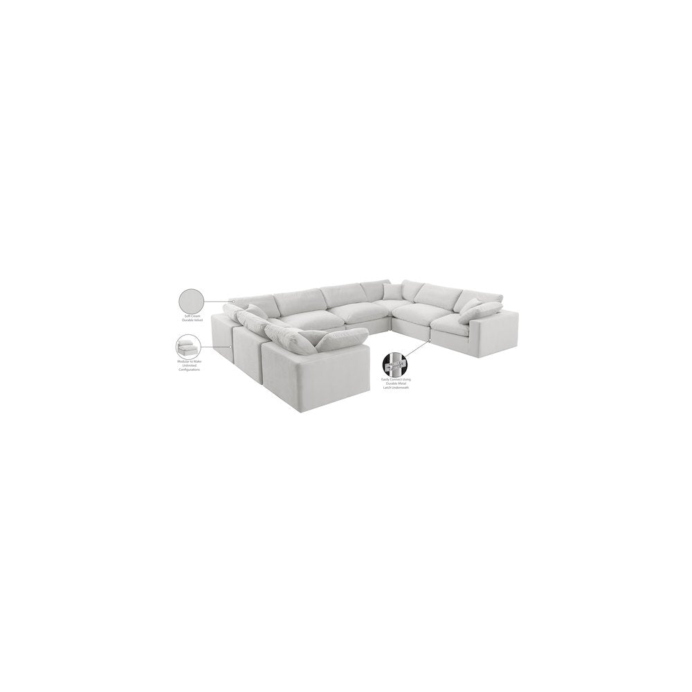 Comfy Cream Velvet Modular Sectional