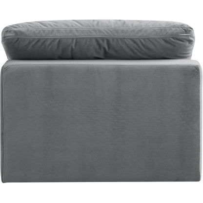 Comfy Grey Velvet Modular Armless Chair