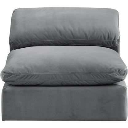 Comfy Grey Velvet Modular Armless Chair