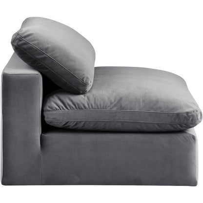 Comfy Grey Velvet Modular Armless Chair