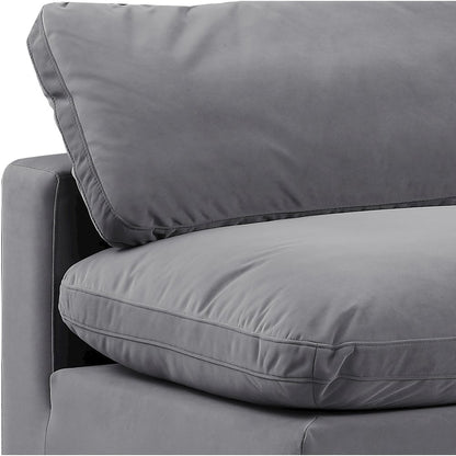 Comfy Grey Velvet Modular Armless Chair