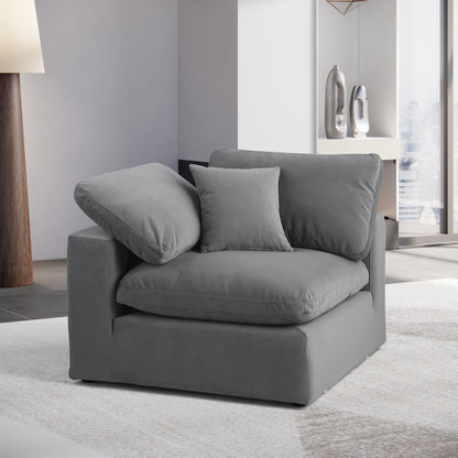 Comfy Grey Velvet Modular Corner Chair