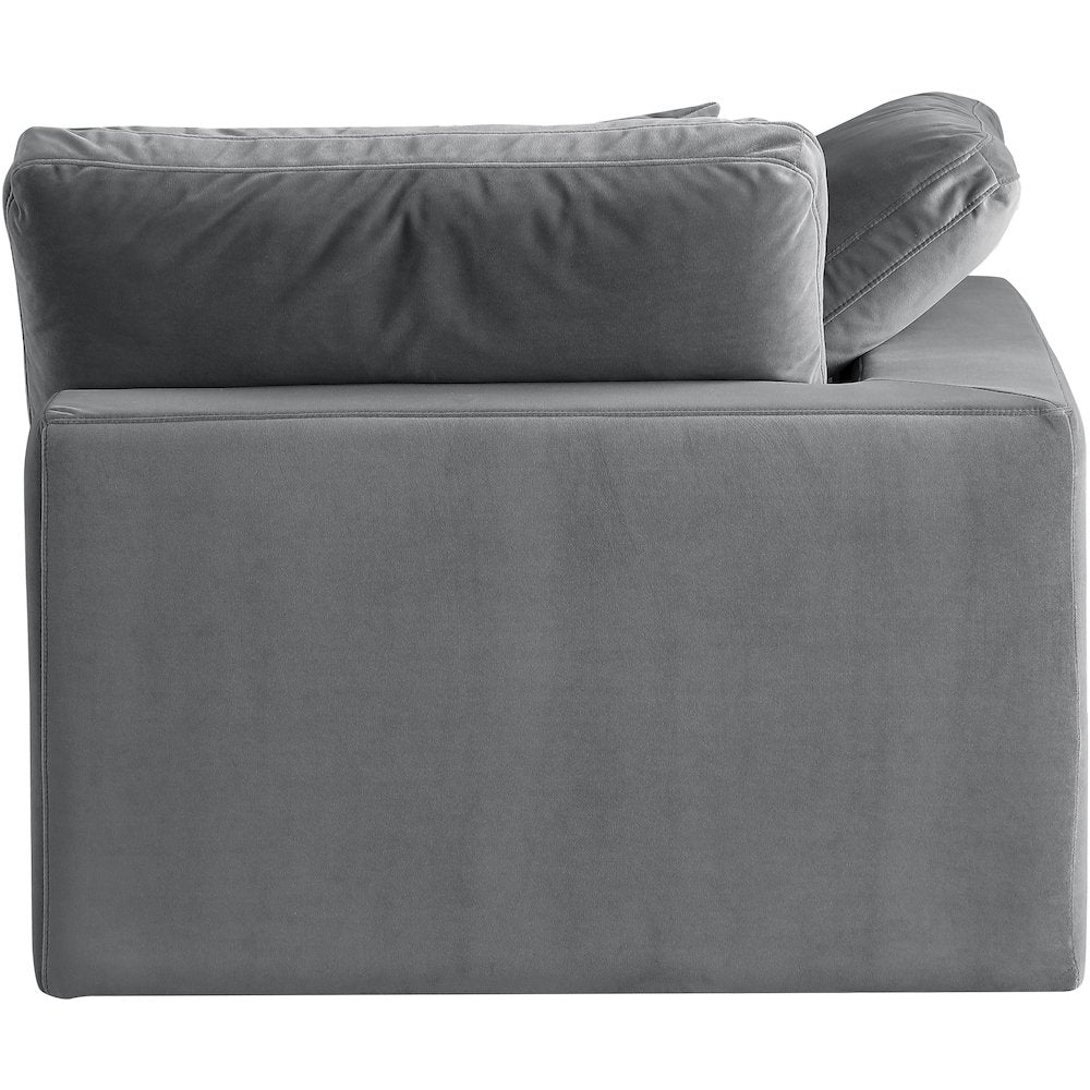 Comfy Grey Velvet Modular Corner Chair