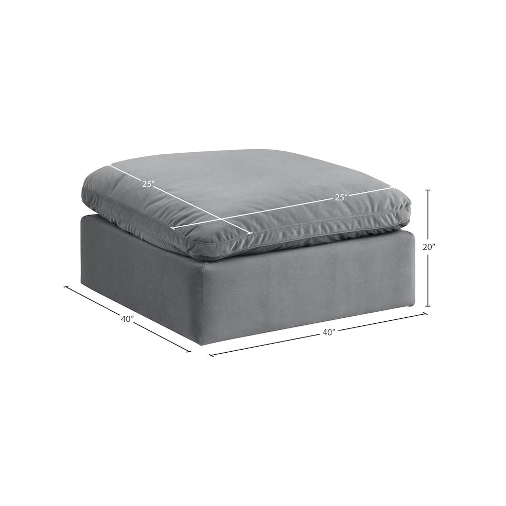 Comfy Grey Velvet Modular Ottoman