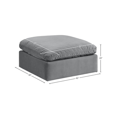 Comfy Grey Velvet Modular Ottoman