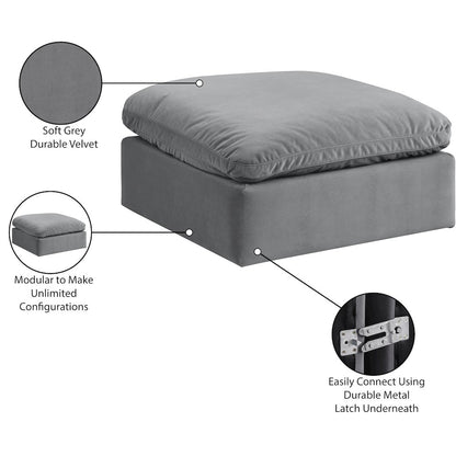 Comfy Grey Velvet Modular Ottoman