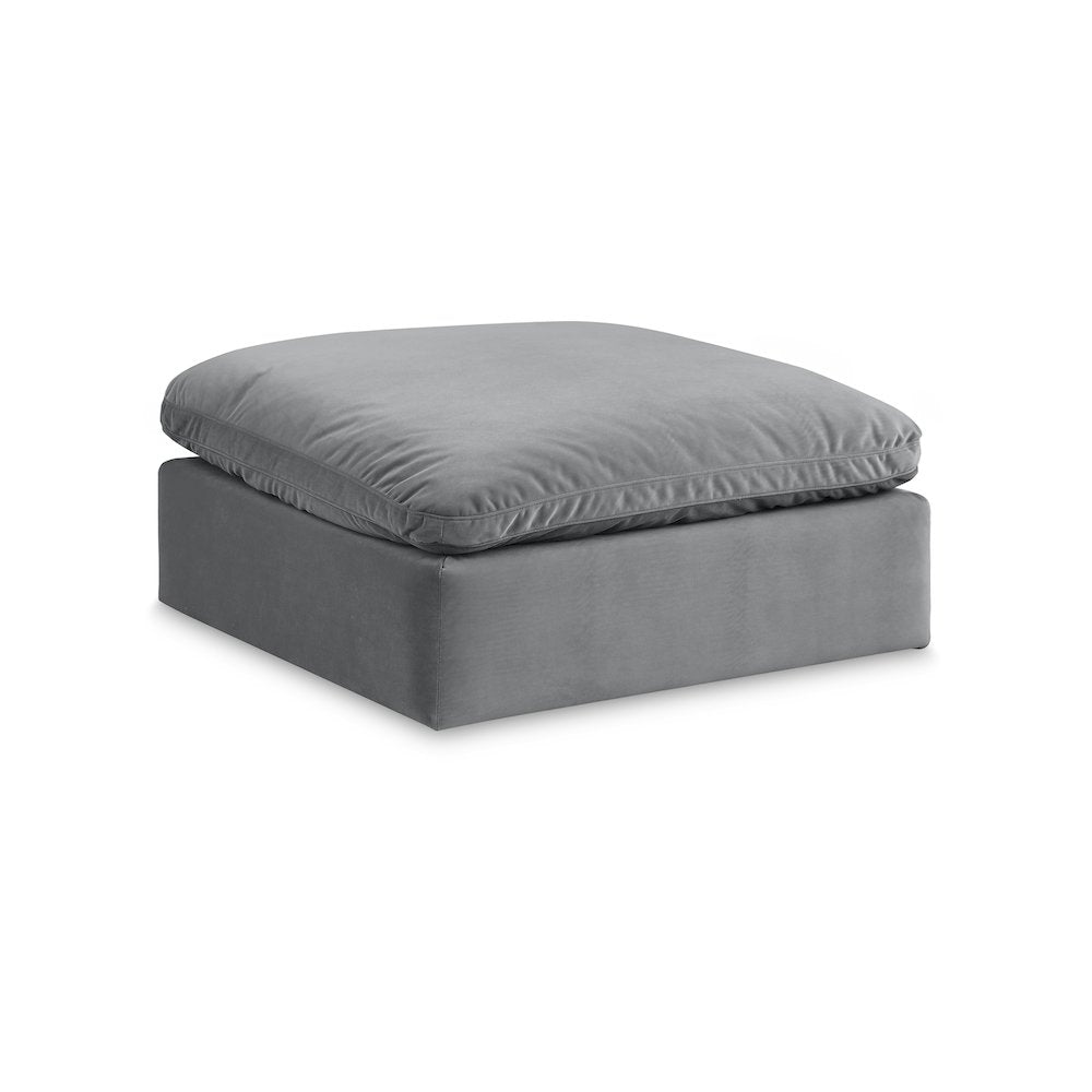 Comfy Grey Velvet Modular Ottoman