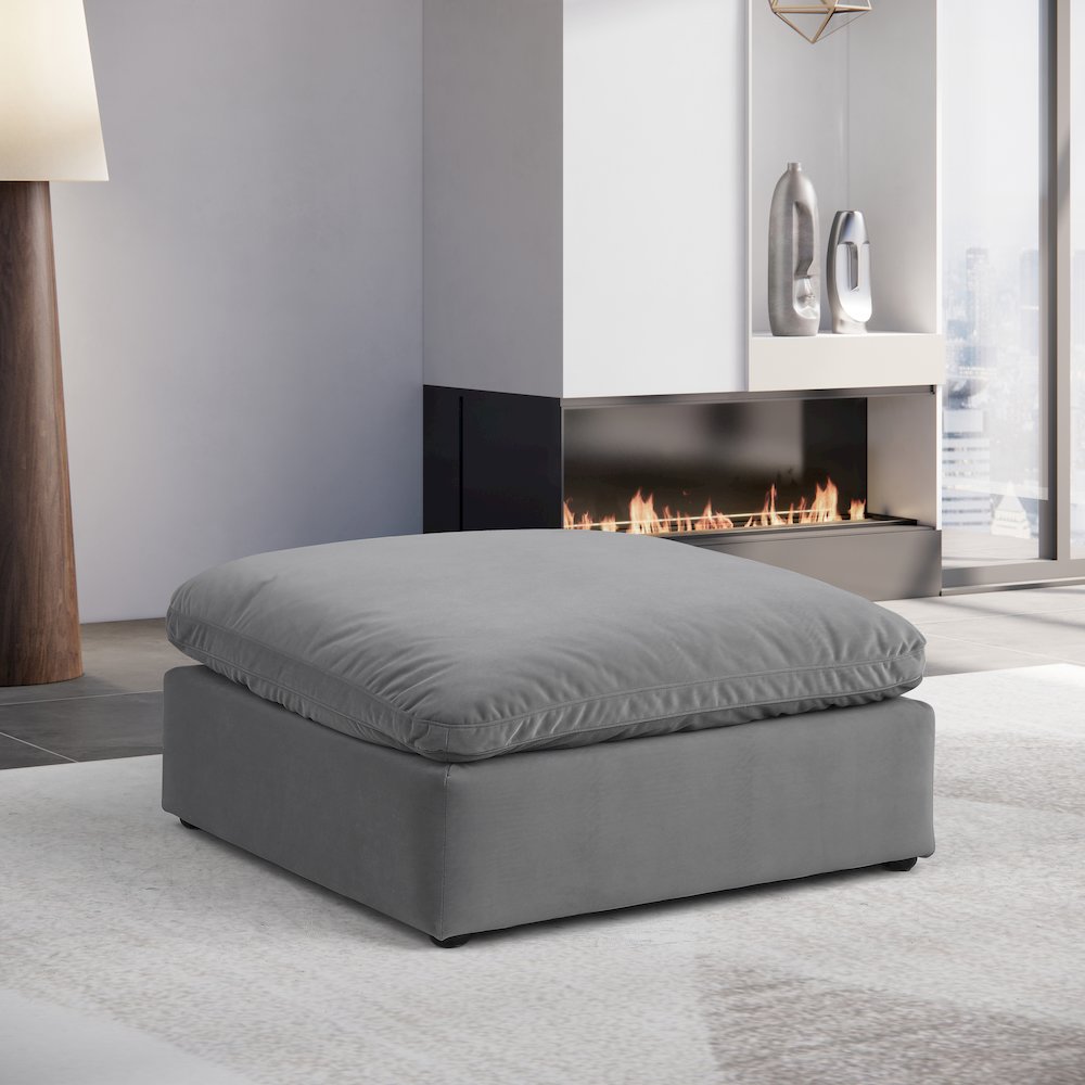 Comfy Grey Velvet Modular Ottoman