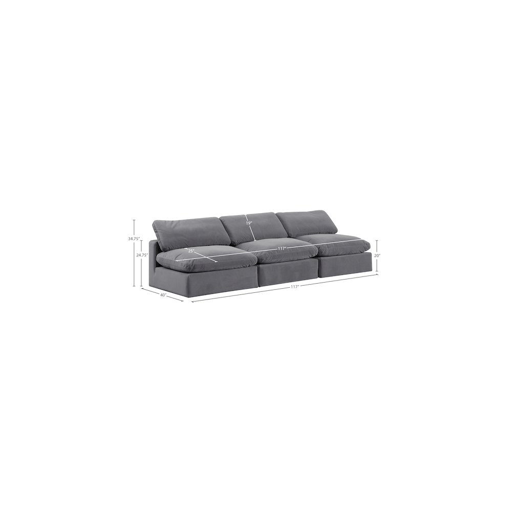 Comfy Grey Velvet Modular Sofa
