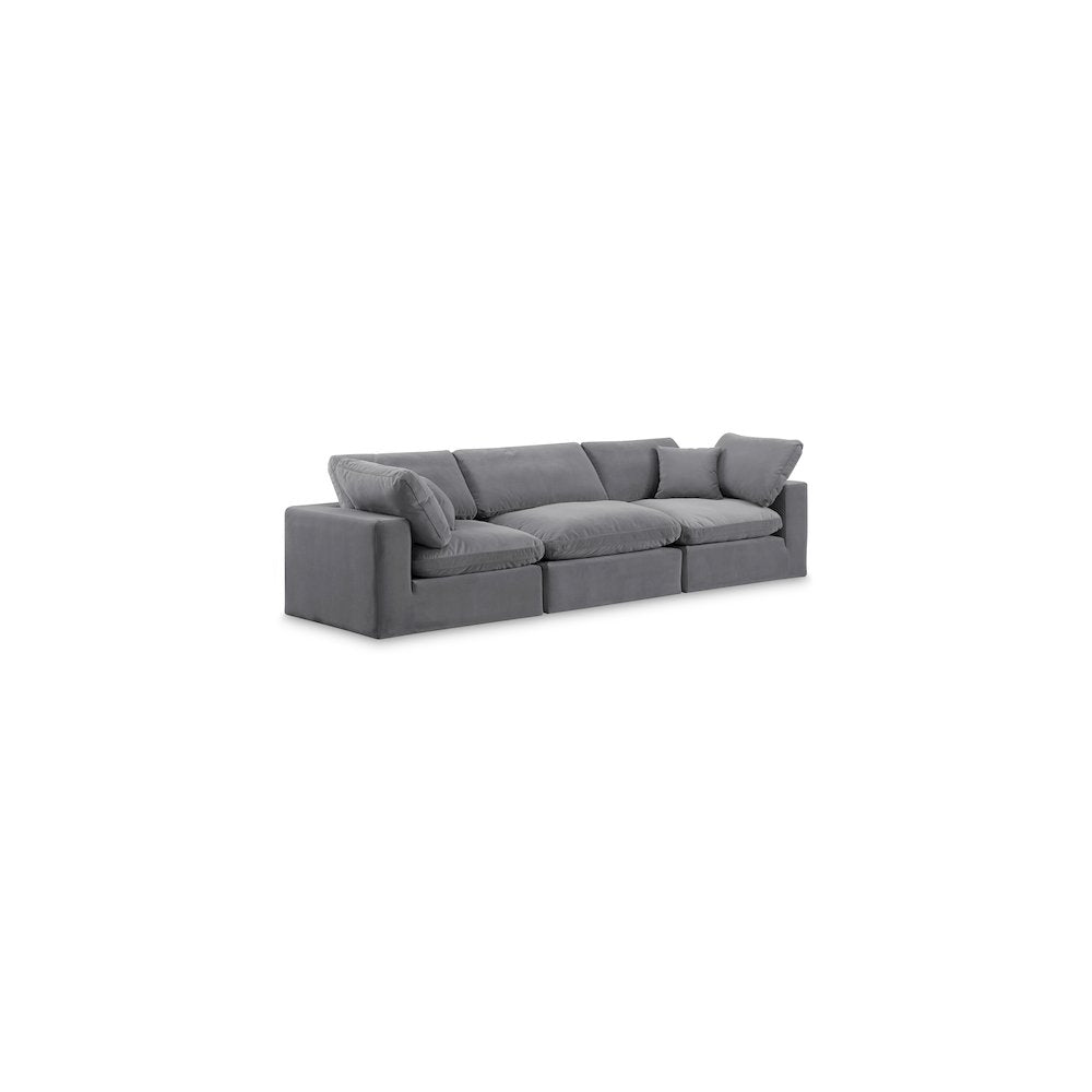 Comfy Grey Velvet Modular Sofa